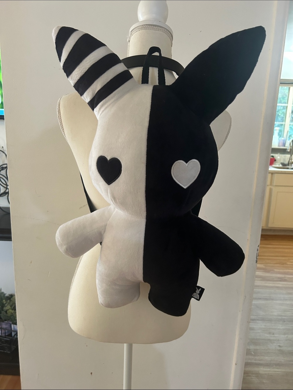 Plush Two-Tone Black & White Bunny Plush Backpack